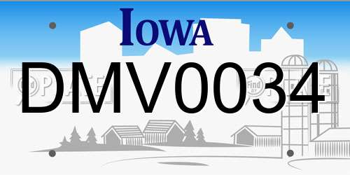 DMV0034 Iowa License Plate
