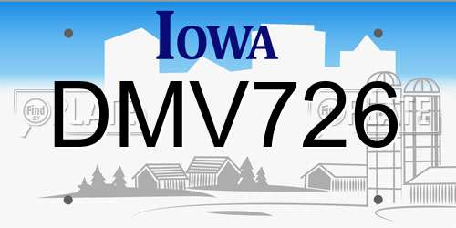 DMV726 Iowa License Plate