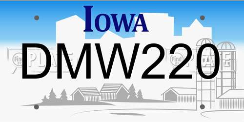DMW220 Iowa License Plate