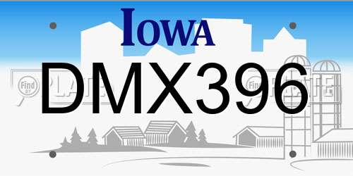 DMX396 Iowa License Plate