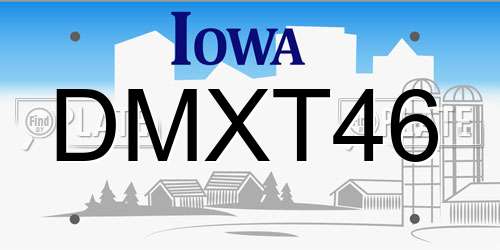 DMXT46 Iowa License Plate