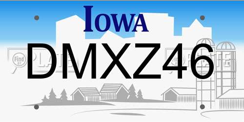 DMXZ46 Iowa License Plate