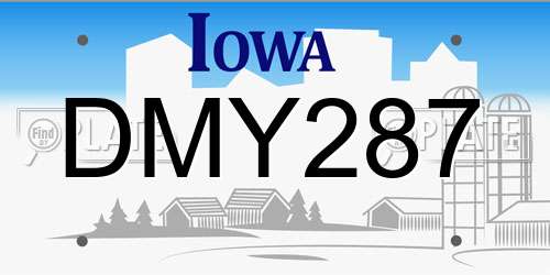DMY287 Iowa License Plate