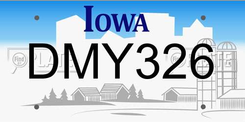 DMY326 Iowa License Plate