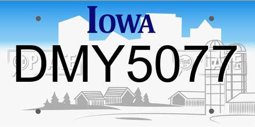 DMY5077 Iowa License Plate