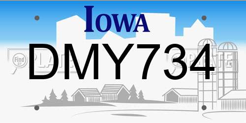 DMY734 Iowa License Plate