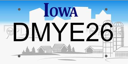 DMYE26 Iowa License Plate