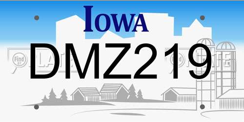 DMZ219 Iowa License Plate