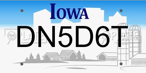 DN5D6T Iowa License Plate