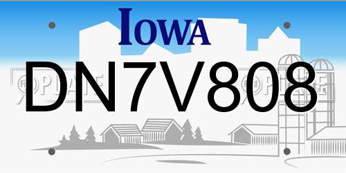 DN7V808 Iowa License Plate