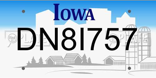 DN8I757 Iowa License Plate
