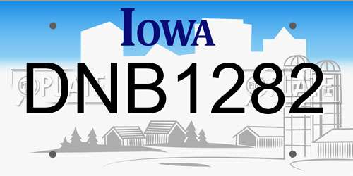 DNB1282 Iowa License Plate
