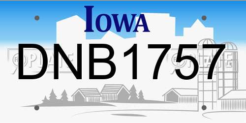 DNB1757 Iowa License Plate