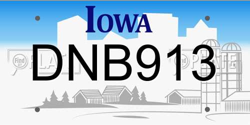DNB913 Iowa License Plate