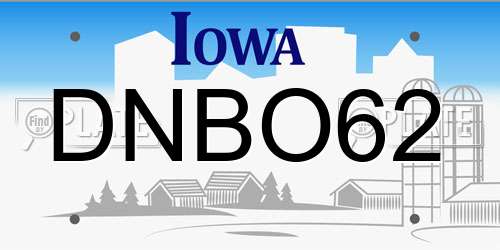 DNBO62 Iowa License Plate