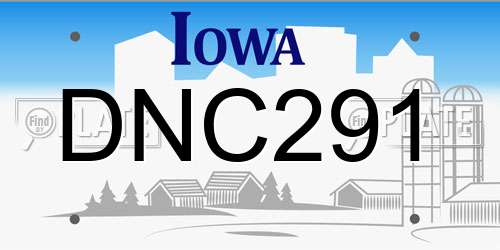 DNC291 Iowa License Plate