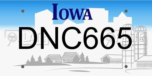 DNC665 Iowa License Plate