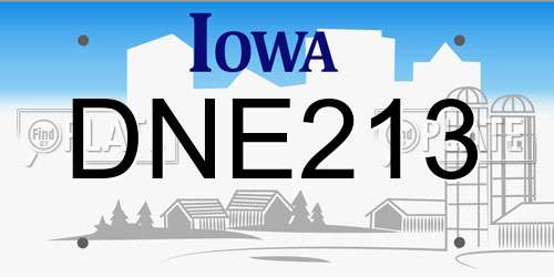 DNE213 Iowa License Plate