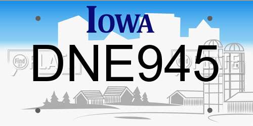 DNE945 Iowa License Plate