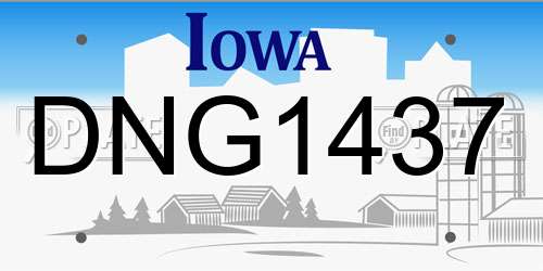 DNG1437 Iowa License Plate