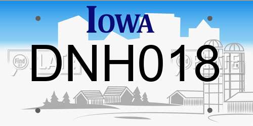 DNH018 Iowa License Plate