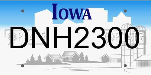 DNH2300 Iowa License Plate