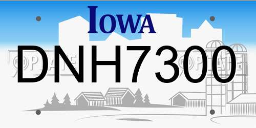 DNH7300 Iowa License Plate