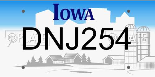DNJ254 Iowa License Plate