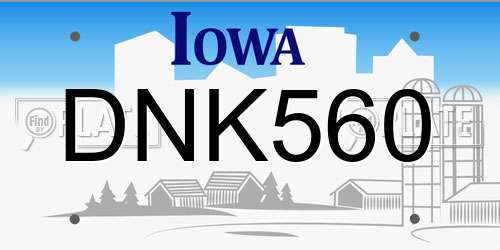 DNK560 Iowa License Plate