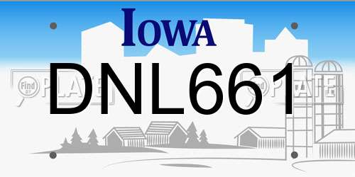 DNL661 Iowa License Plate