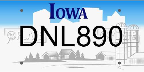 DNL890 Iowa License Plate