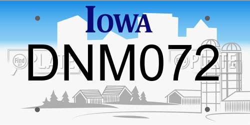 DNM072 Iowa License Plate
