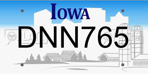 DNN765 Iowa License Plate