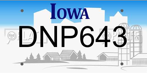 DNP643 Iowa License Plate
