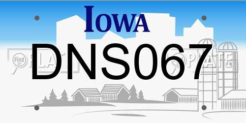 DNS067 Iowa License Plate