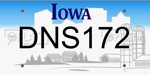 DNS172 Iowa License Plate
