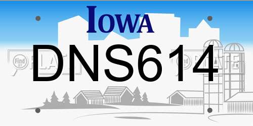 DNS614 Iowa License Plate