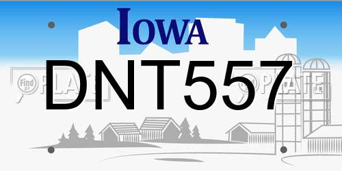 DNT557 Iowa License Plate