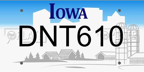 DNT610 Iowa License Plate