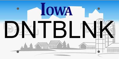 DNTBLNK Iowa License Plate