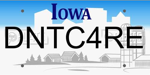 DNTC4RE Iowa License Plate
