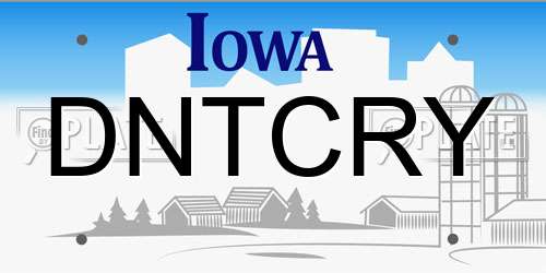 DNTCRY Iowa License Plate