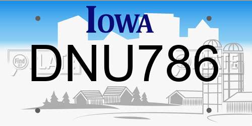 DNU786 Iowa License Plate
