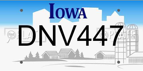 DNV447 Iowa License Plate