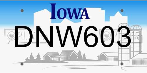 DNW603 Iowa License Plate