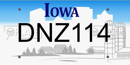 DNZ114 Iowa License Plate