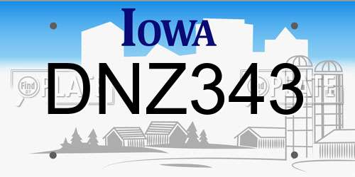 DNZ343 Iowa License Plate