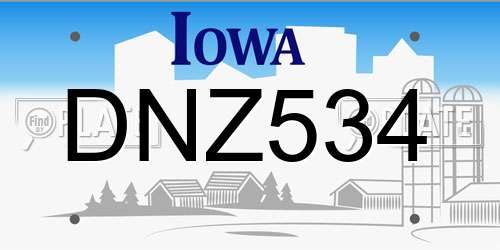 DNZ534 Iowa License Plate