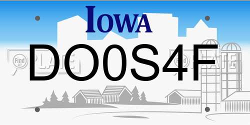 DO0S4F Iowa License Plate