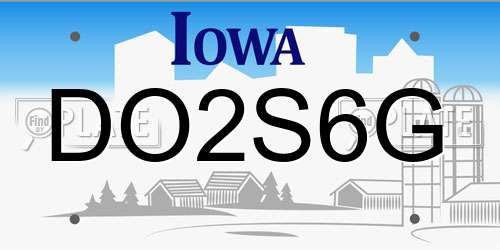 DO2S6G Iowa License Plate